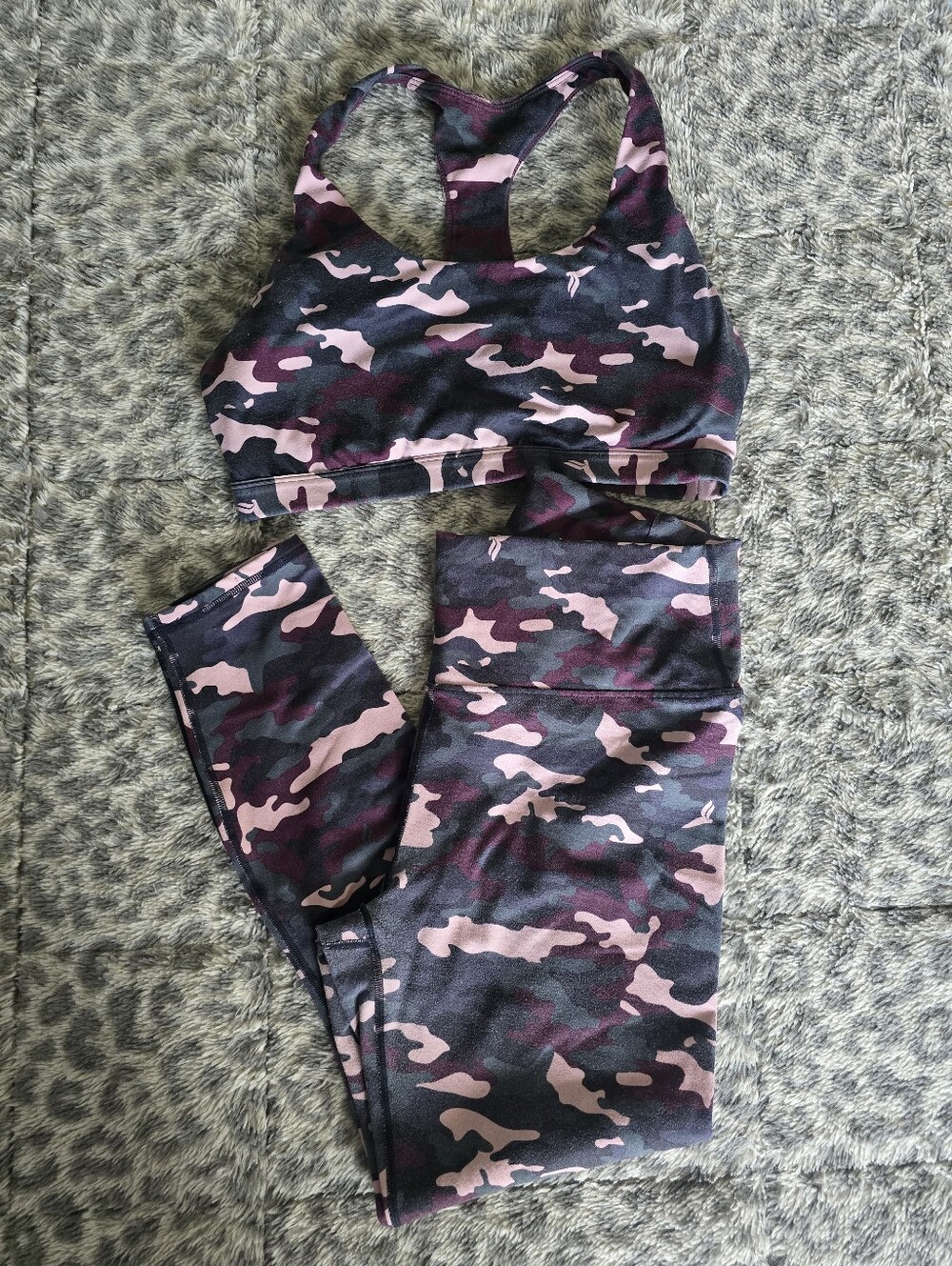 Pink & Black Camo Sports Bra and Legging Set